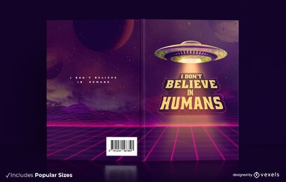 Diseño de portada de libro de nave espacial alienígena realista
