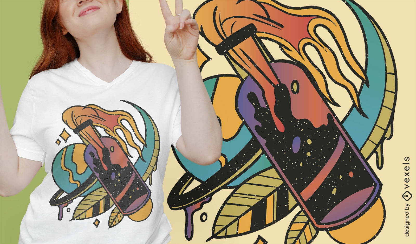Psychedelic fire tattoo t-shirt design