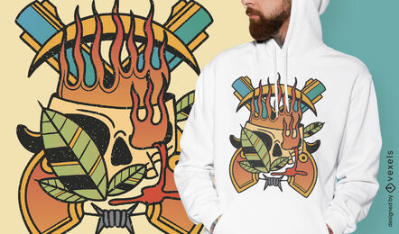 Psychedelic skull tattoo t-shirt design