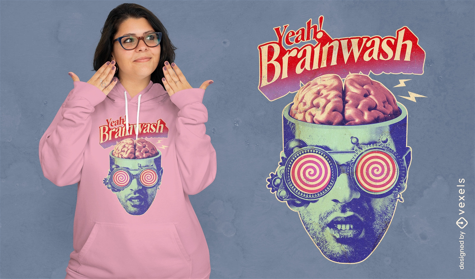 Diseño de camiseta psd de lavado de cerebro vintage