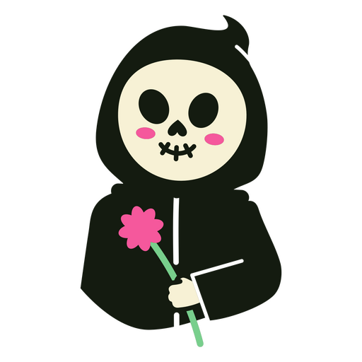 Grim reaper cute flower character PNG Design