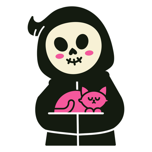 Grim reaper cute cat character PNG Design