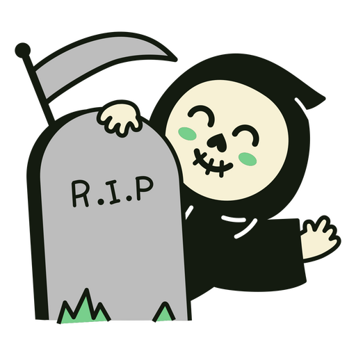 Grim reaper lindo personaje de tumba Diseño PNG