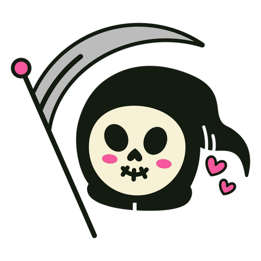 Grim reaper hearts cute character PNG Design
