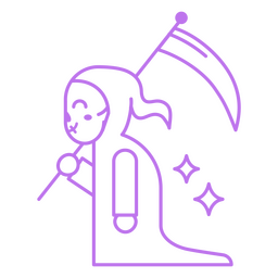 Grim reaper side character stroke PNG Design
