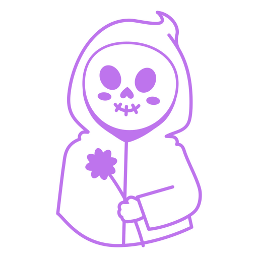 Grim reaper flower character stroke PNG Design