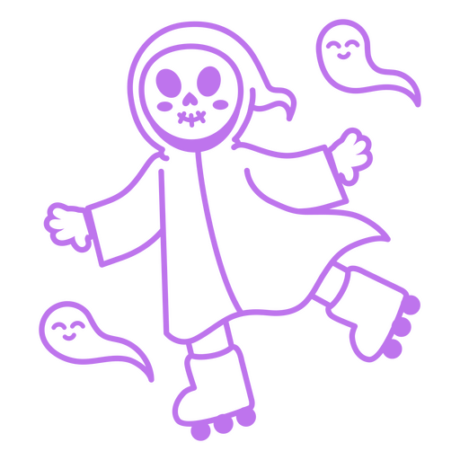 Grim reaper ghosts character stroke PNG Design