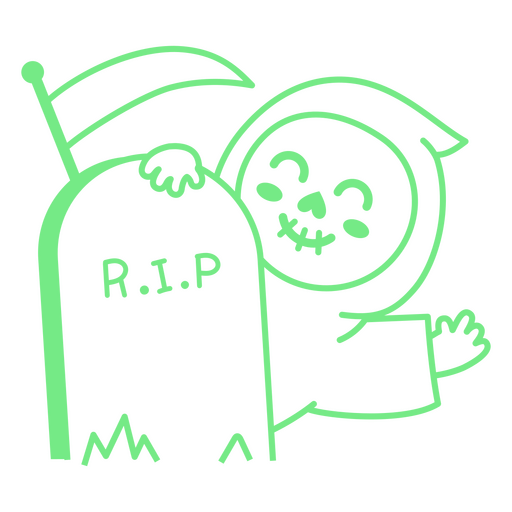 Grim reaper tomb character stroke PNG Design