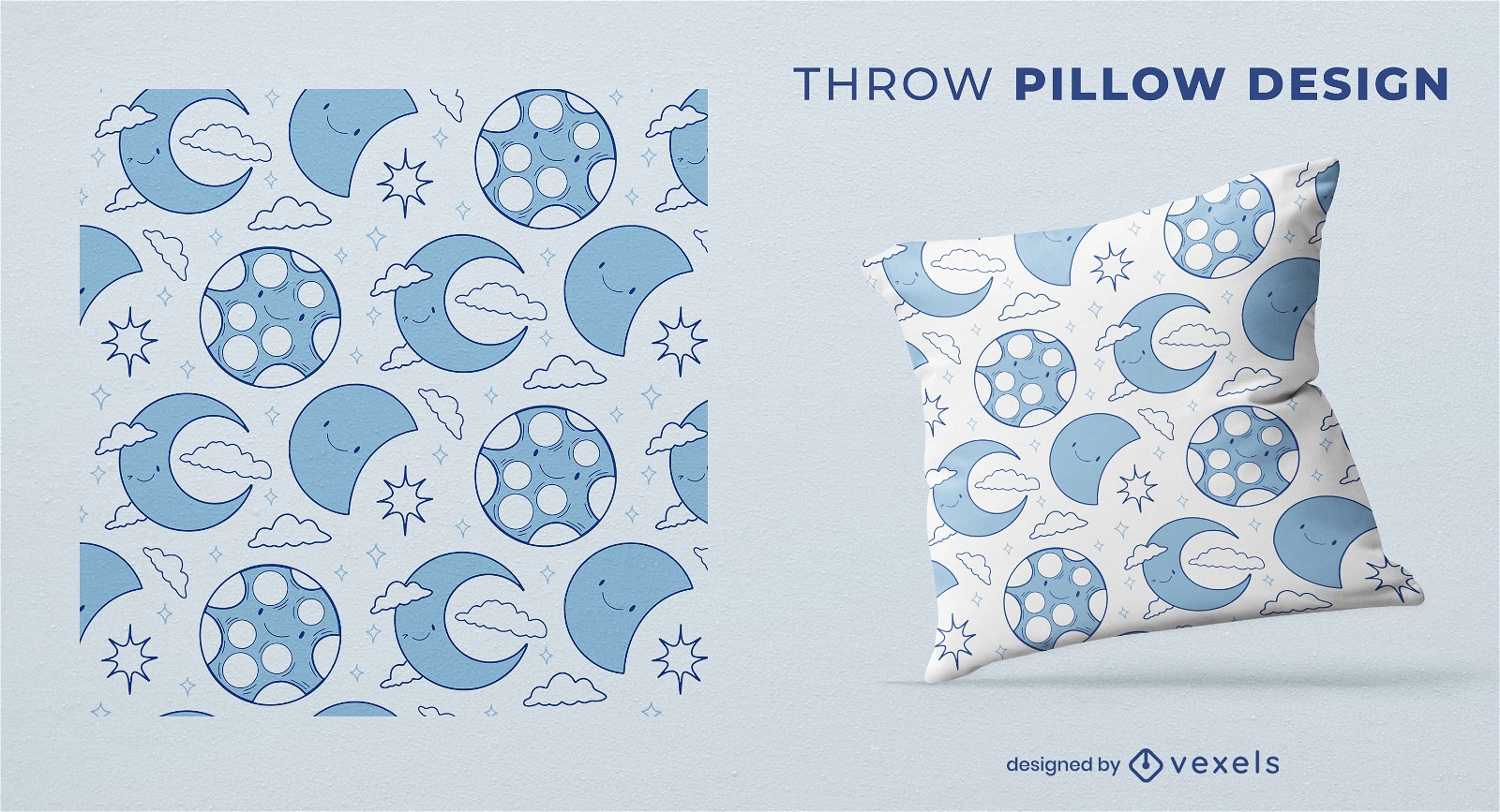 Cute cartoon moons throw pillow design