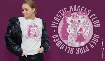 2000er Angels Club T-Shirt-Design aus Kunststoff