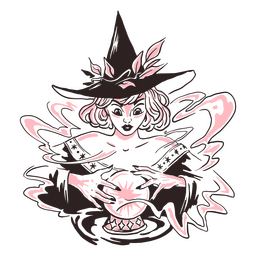 Personaje de bola de cristal de bruja moderna Diseño PNG