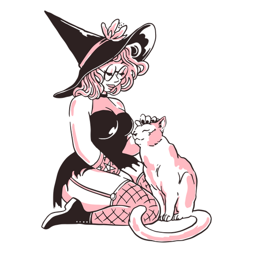Modern witch cat character PNG Design