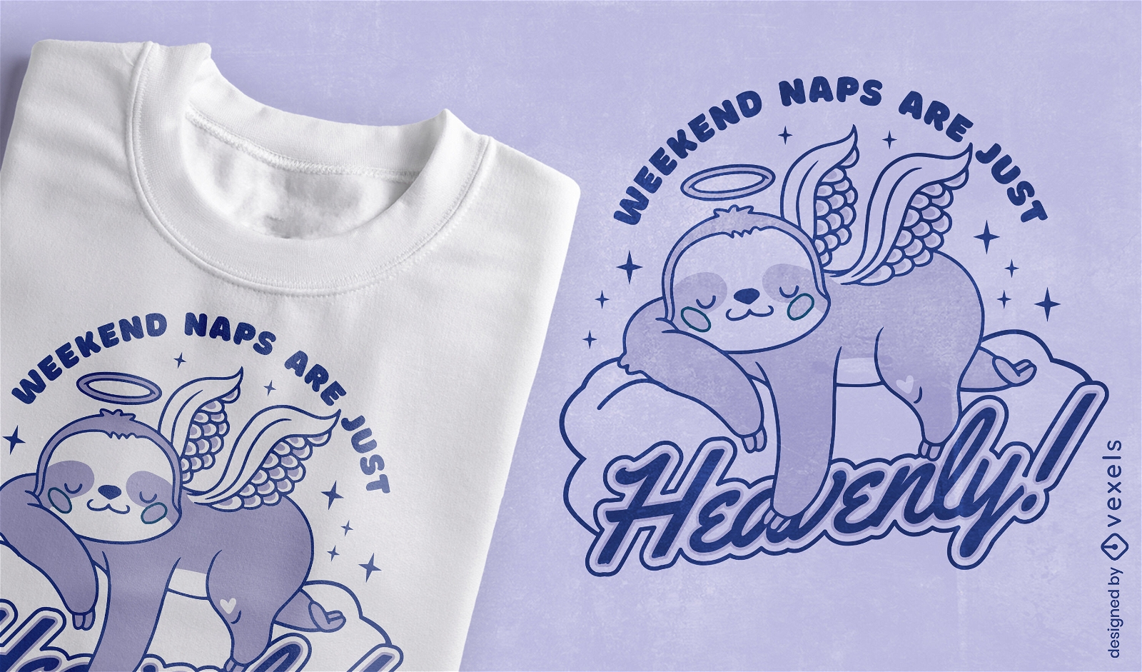 Cute heavenly naps angel sloth cartoon t-shirt design