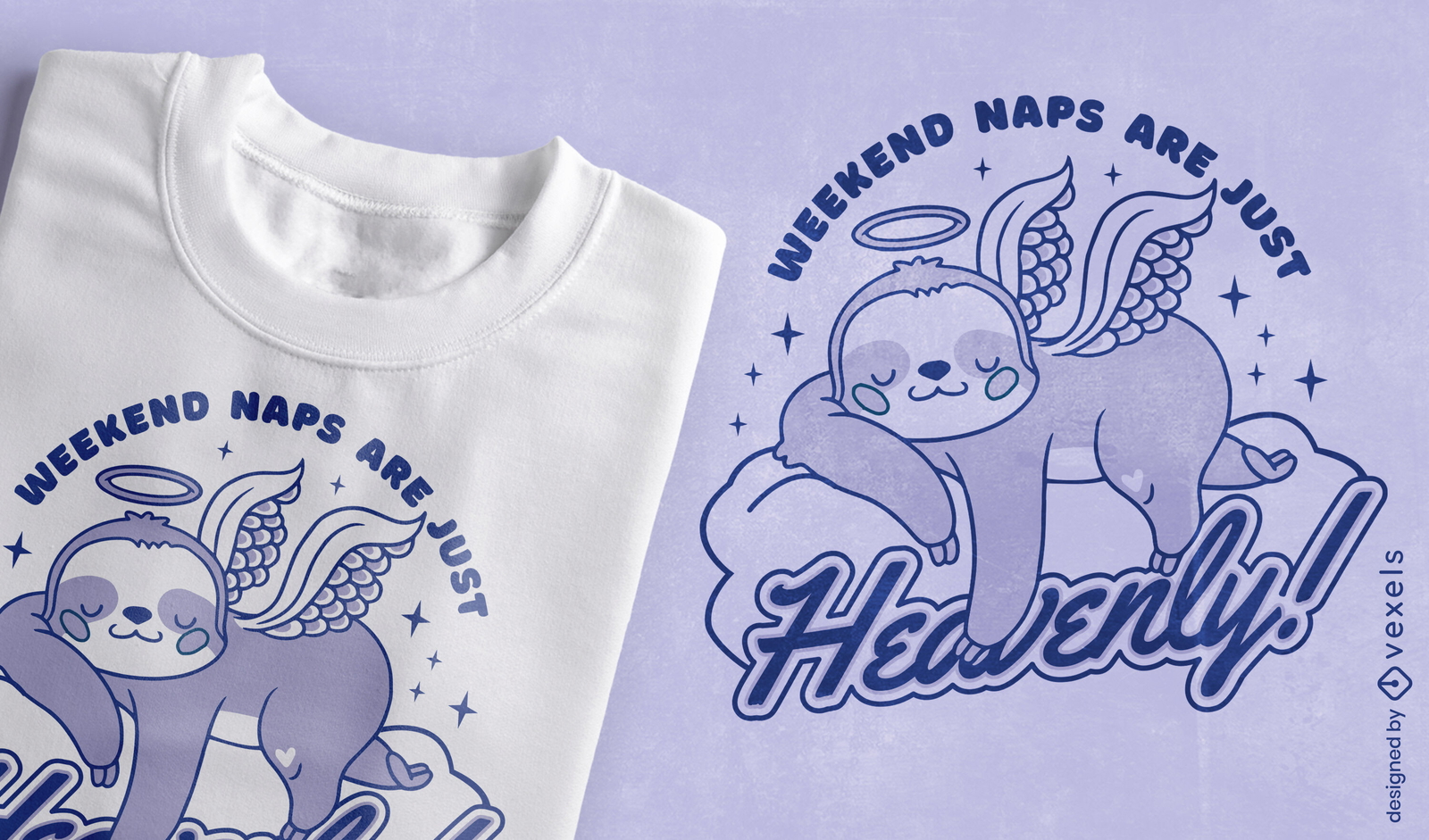 Design de camiseta de desenhos animados de preguiça de anjo celestial bonito