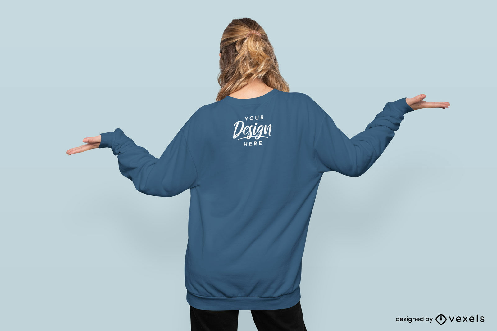 Blonde woman's back sweatshirt mockup