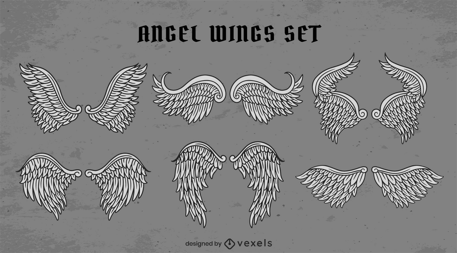 Fantasy angel wings elements set