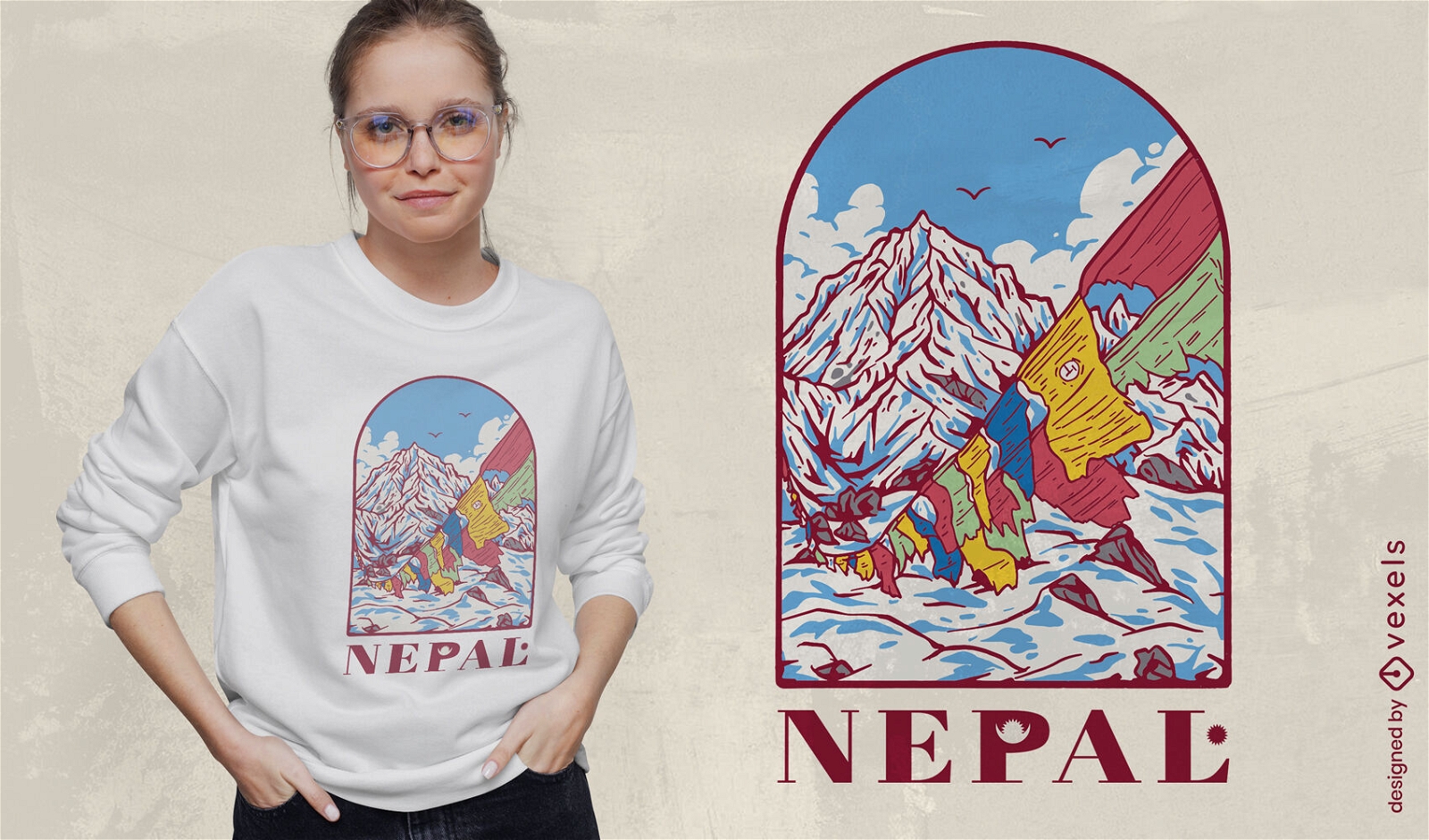 Diseño de camiseta de montaña del Himalaya.