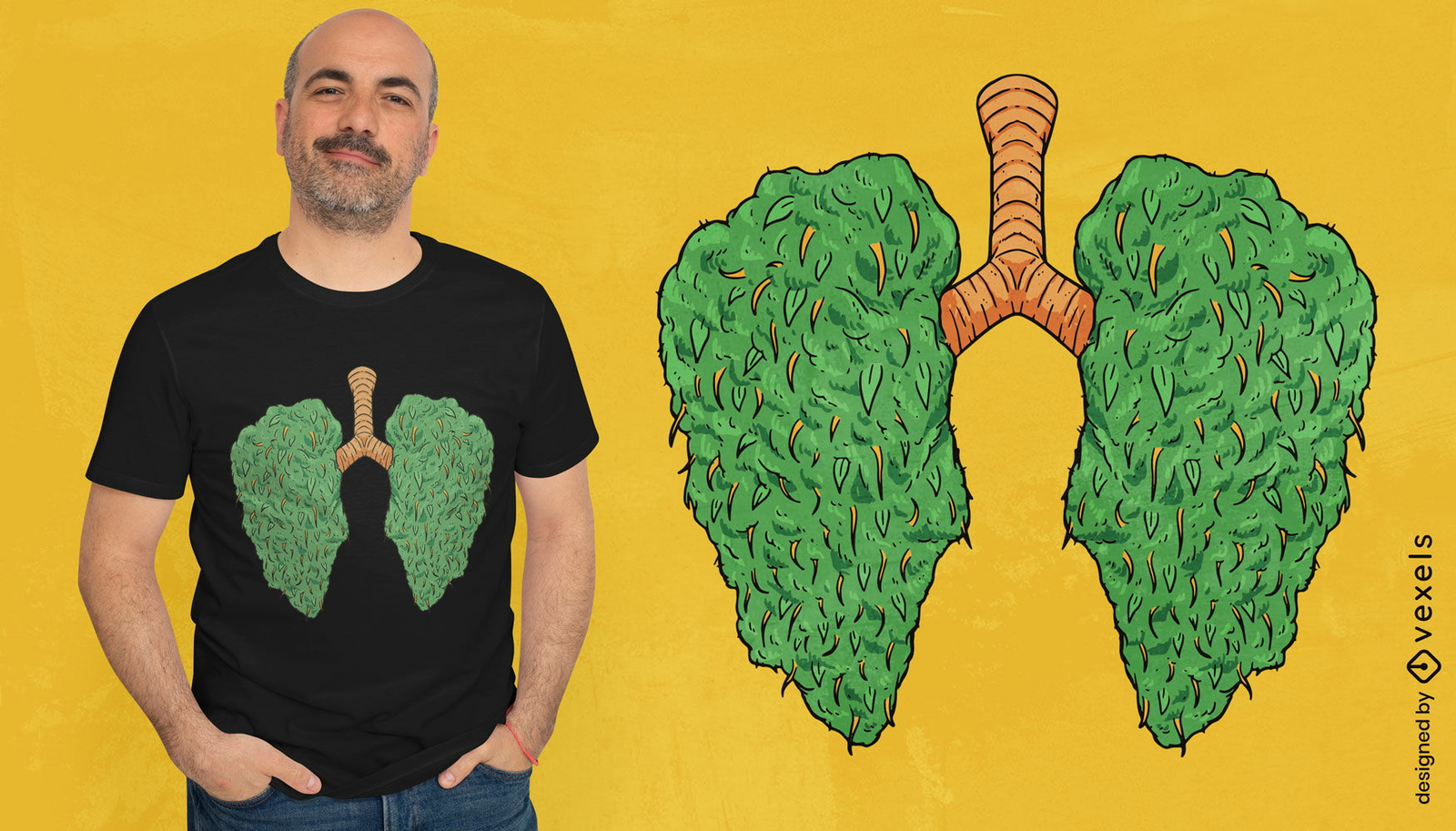 Diseño de camiseta de pulmones de cannabis.