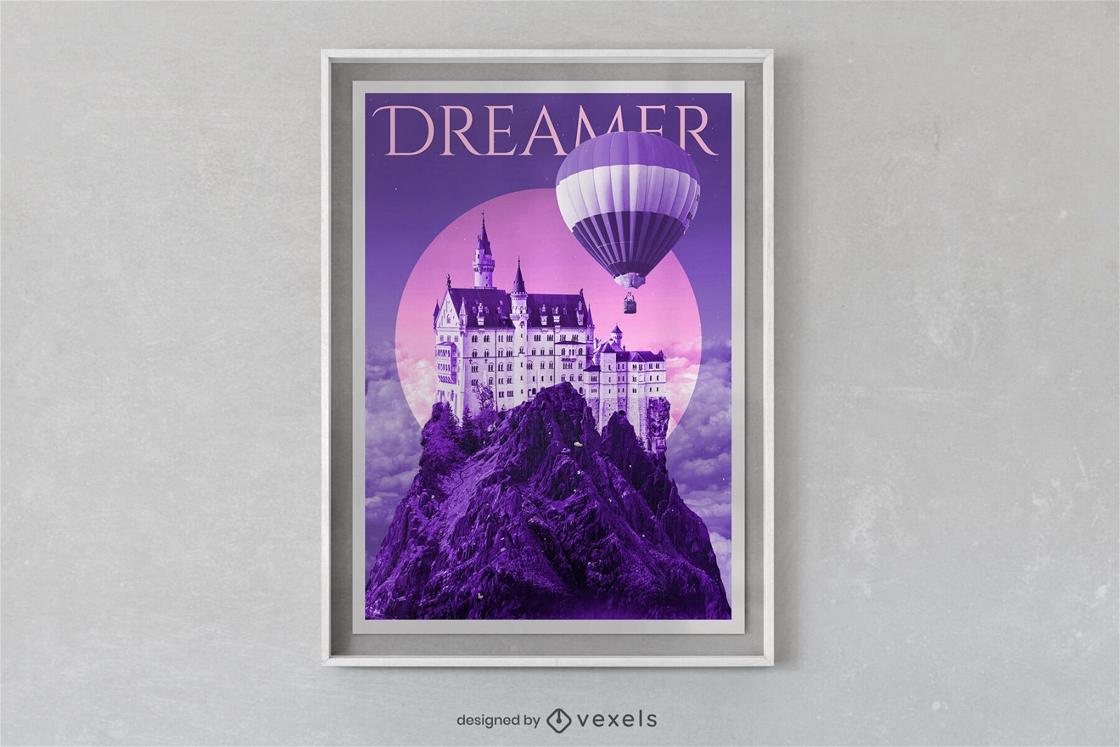 Magical princess castle poster template