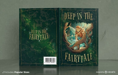 Diseño de portada de libro de hada mágica en el bosque