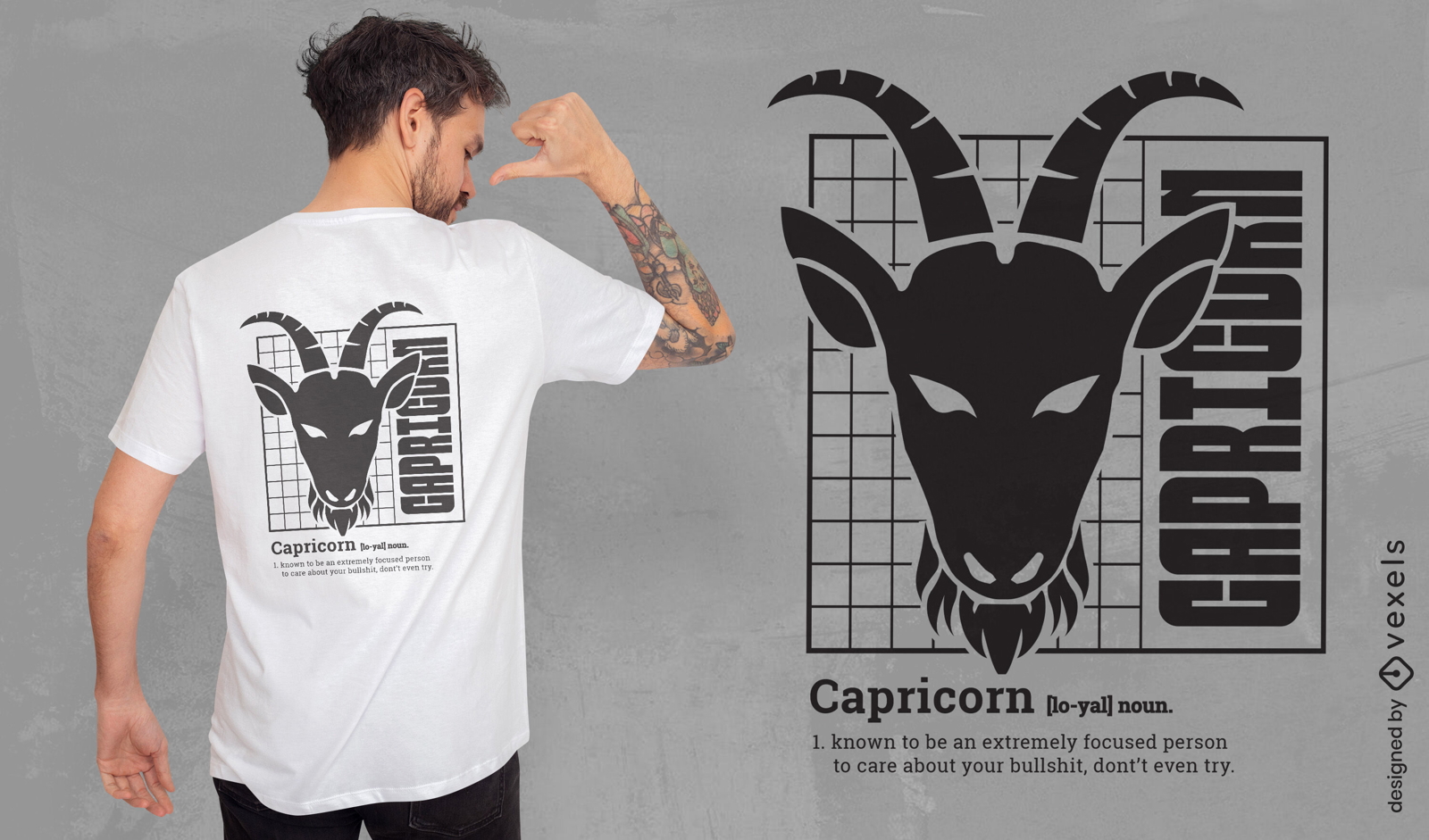 Steinbock-Tierkreis-Definitions-T-Shirt-Design