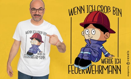 Child fireman cartoon t-shirt design