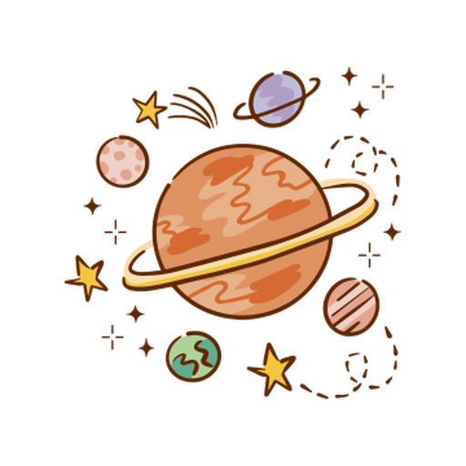 Fairycore cute planets PNG Design