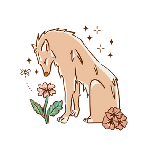 Fairycore cute wolf PNG Design