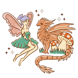 Fada do dragão bonito Fairycore Desenho PNG