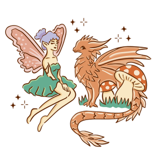Fada do dragão bonito Fairycore Desenho PNG