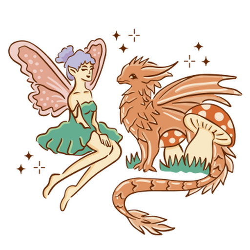 Hada linda del dragón de Fairycore Diseño PNG