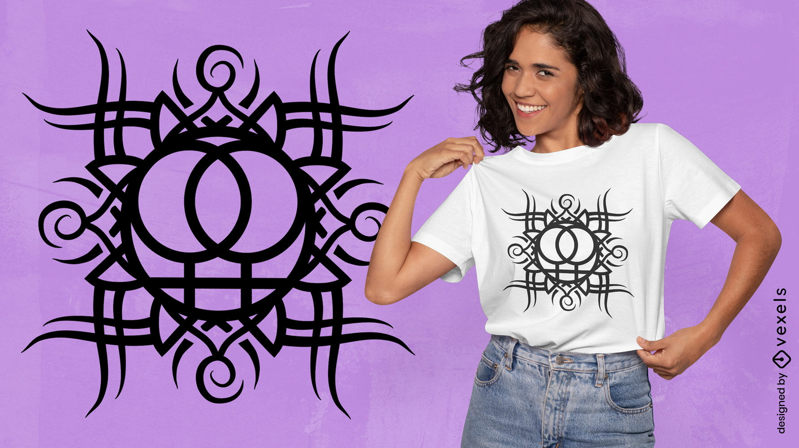 Diseño de camiseta de símbolo tribal feminista