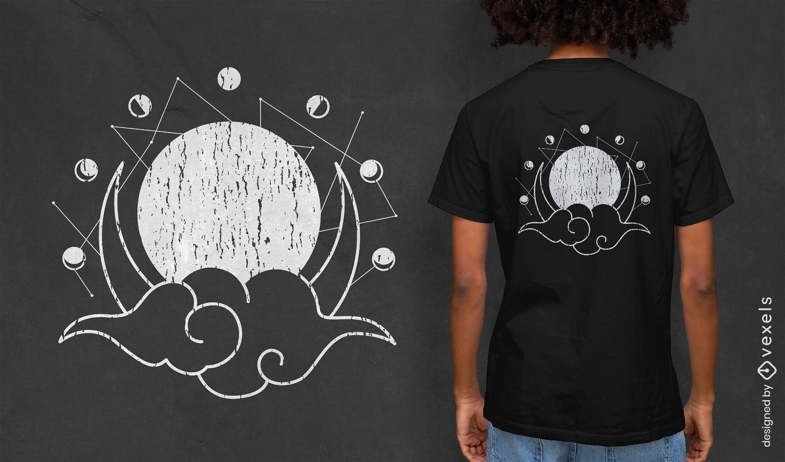Dise?o de camiseta geom?trica de fases lunares.