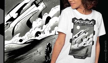 Design de camiseta de acidente de nave espacial