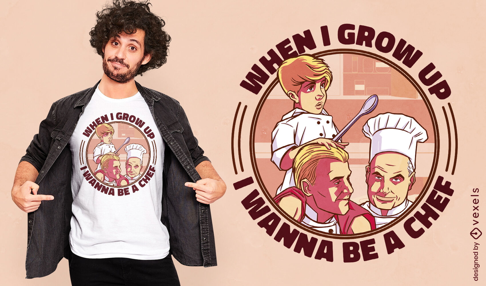 Design de t-shirt de citação de família de garoto de chef