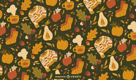 Design de padrão fofo de outono outono