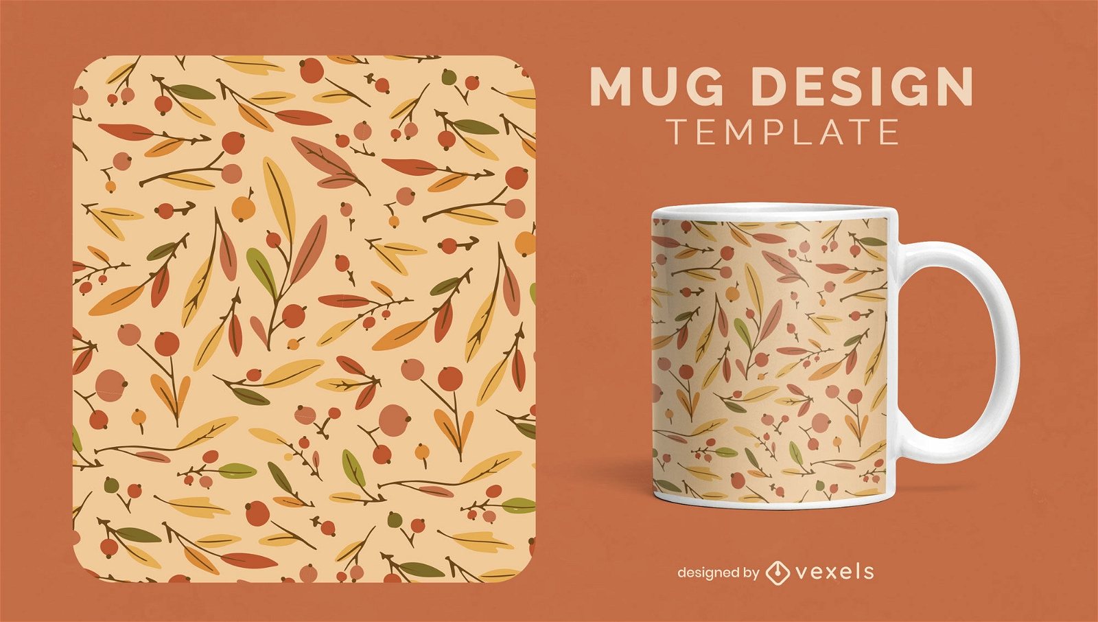 Diseño de taza con patrón de hojas de otoño