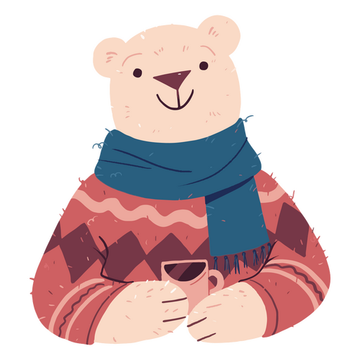Christmas bear with sweater and scarf PNG Design