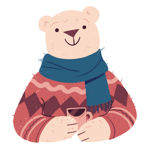 Christmas Bear With Sweater And Scarf PNG SVG Design For T Shirts