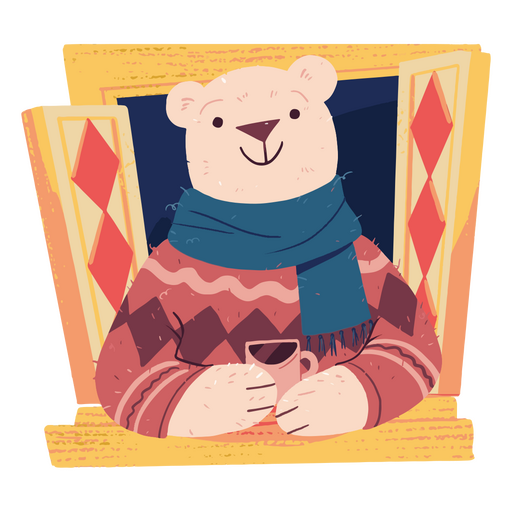 Cute bear drinking hot cocoa PNG Design
