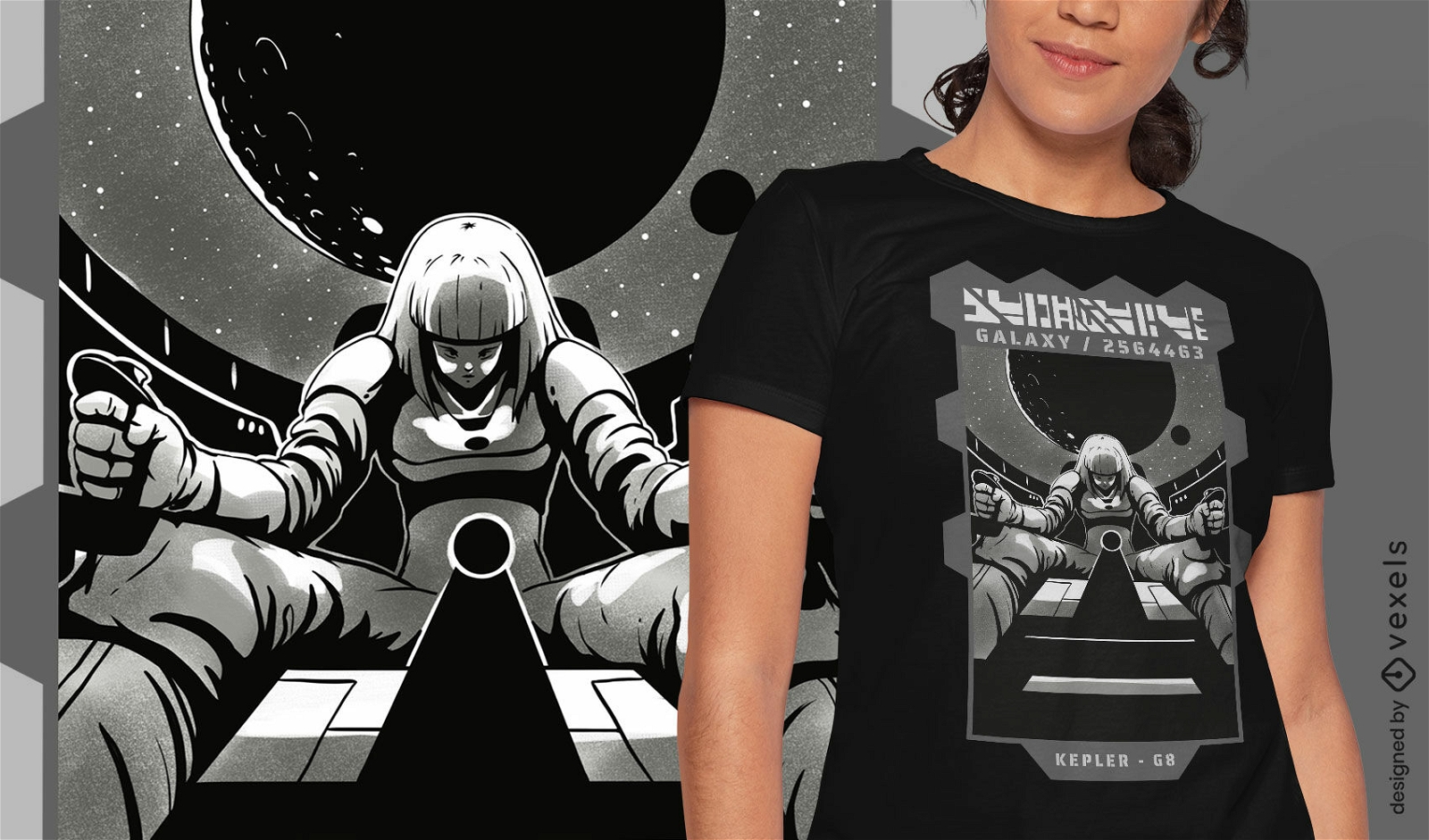 Design de camiseta de astronauta de nave espacial