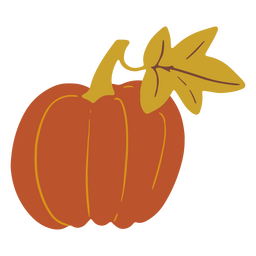 Herbstkürbis mit grünem Blatt PNG-Design