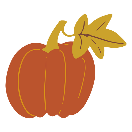 Autumn pumpkin with green leaf PNG Design