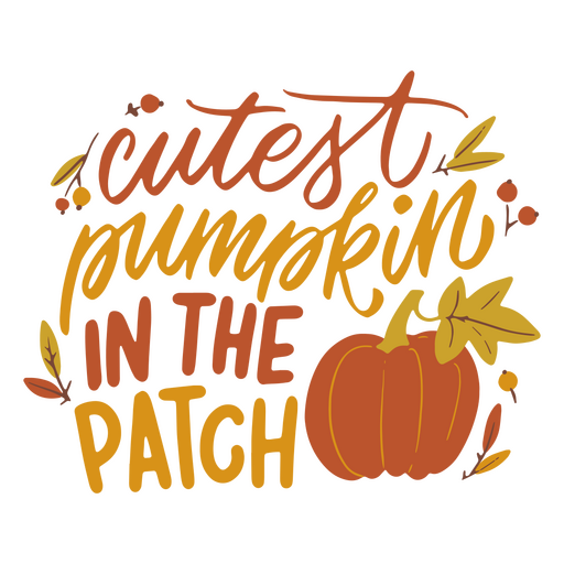 Cutest pumpkin in the patch image and quote  PNG Design