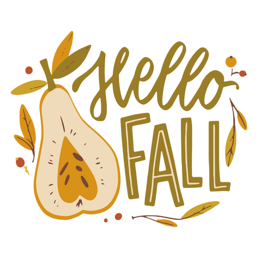 Hola cita de otoño con una pera. Diseño PNG