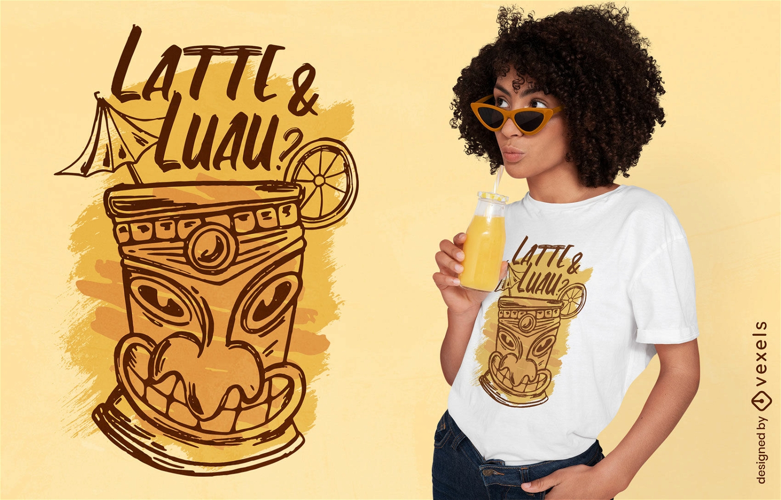 Diseño de camiseta de bebida tropical hawaiana.