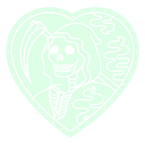 Grim reaper em moldura de coração Desenho PNG