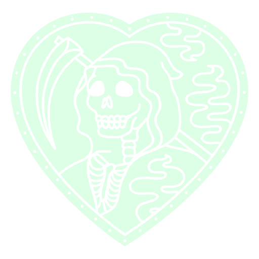 Grim reaper in heart frame PNG Design