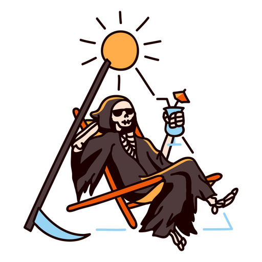 Grim reaper en un d?a de vacaciones Diseño PNG