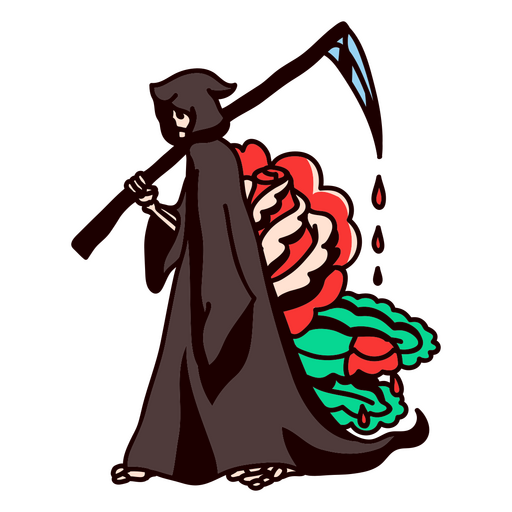 Grim reaper sosteniendo una hoz ensangrentada Diseño PNG